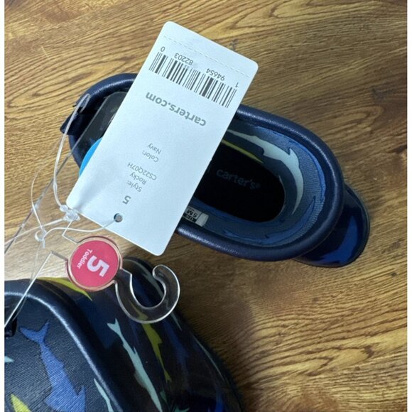 Carter's Boy's Rocky Rain Boot Navy Shark Printed Size 5 Toddler - Picture 9 of 9